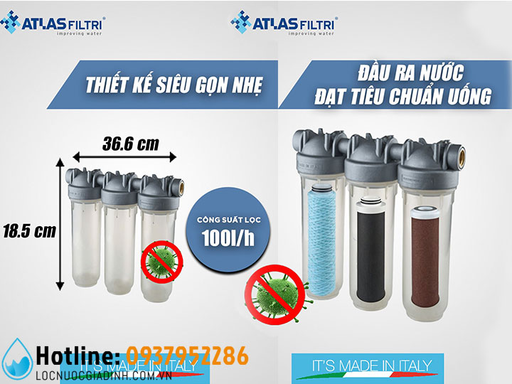 Máy Lọc Nước Uống Trực Tiếp Atlas Filtri DP SANIC 10 TRIO